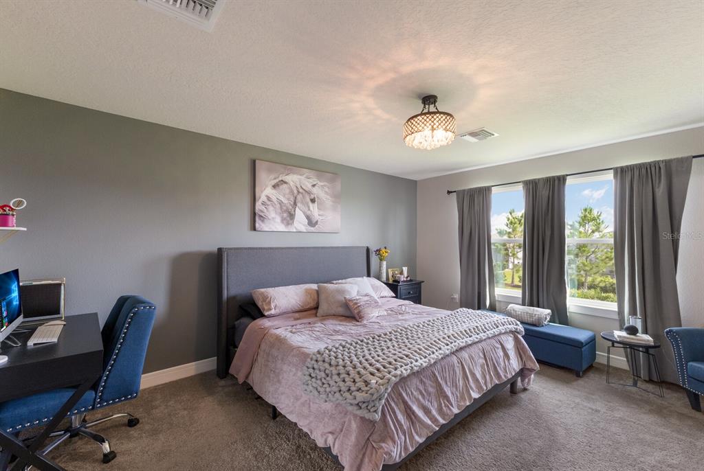 8985 Royal River Circle Parrish, FL 34219 - Photo 19 of 71 a bedroom with a large bed and a chandelier