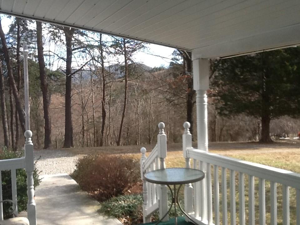 Covered porch with million dollars views