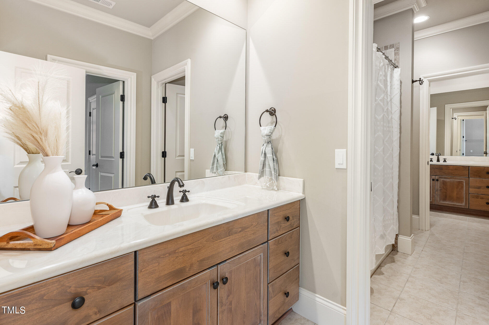 3028 Wyntree Ridge Way Raleigh, NC 27606 - Photo 27 of 39 a en suite bathroom with double sink and a mirror
