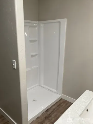 a bathroom with a bathtub