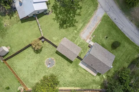 an aerial view of a house