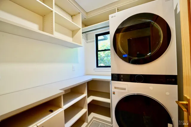 a view of balcony with wooden floor and city view