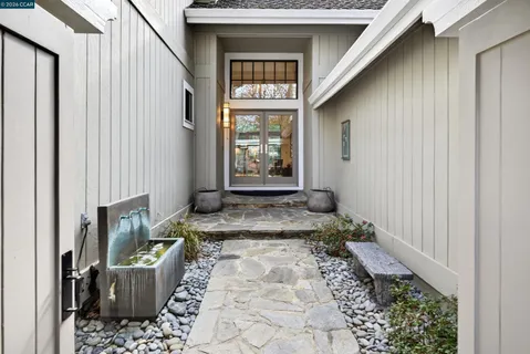 a front view of a house with entryway