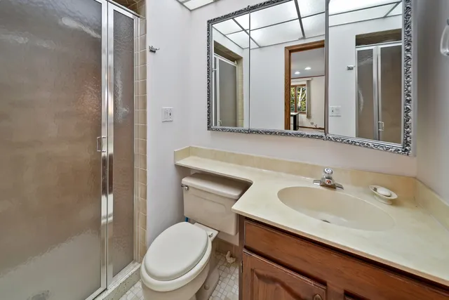 a bathroom with a toilet a sink and mirror