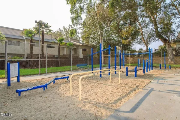 a view of a yard with palm trees