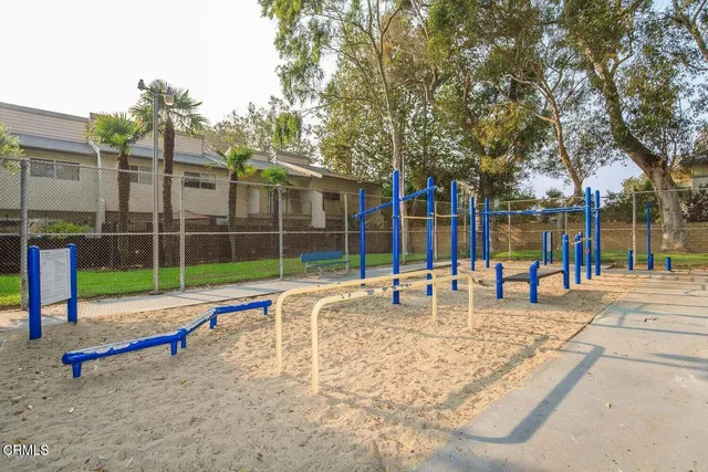 a view of a yard with palm trees