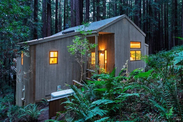 front view of a house with a garden