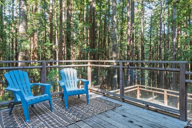a view of a chairs in a deck