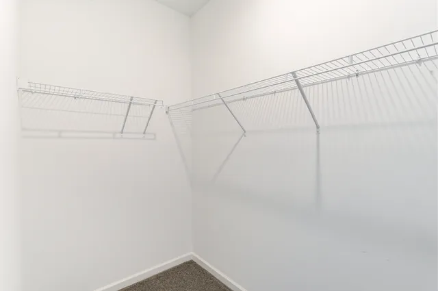 a view of a room with racks on the wall