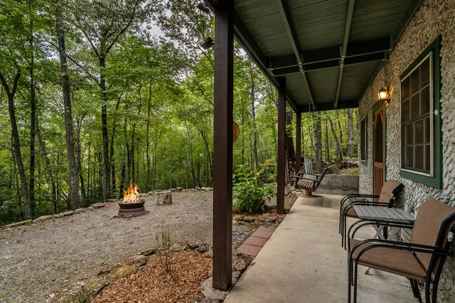 a view of outdoor space with seating