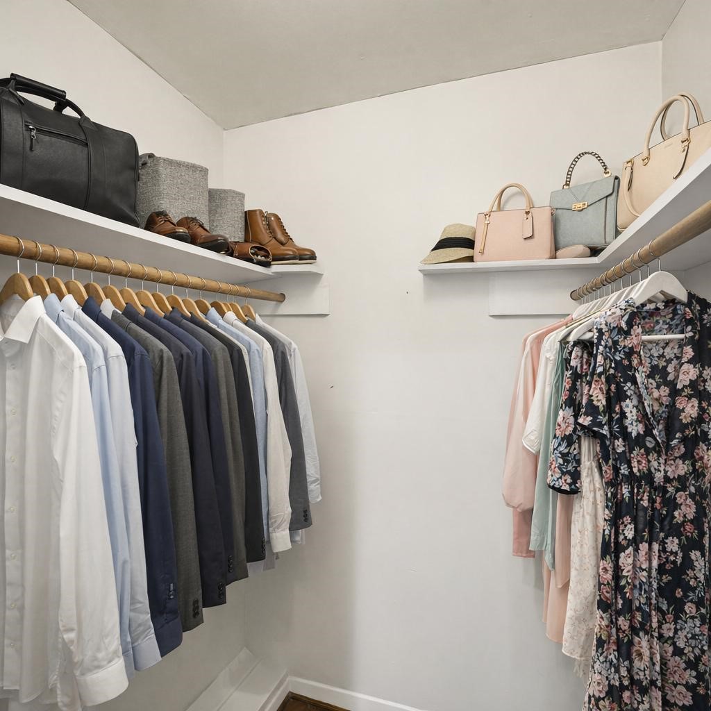 5671 Sylmar Road Houston, TX 77081 - Photo 27 of 50 a view of walk in closet with clothes and shoes