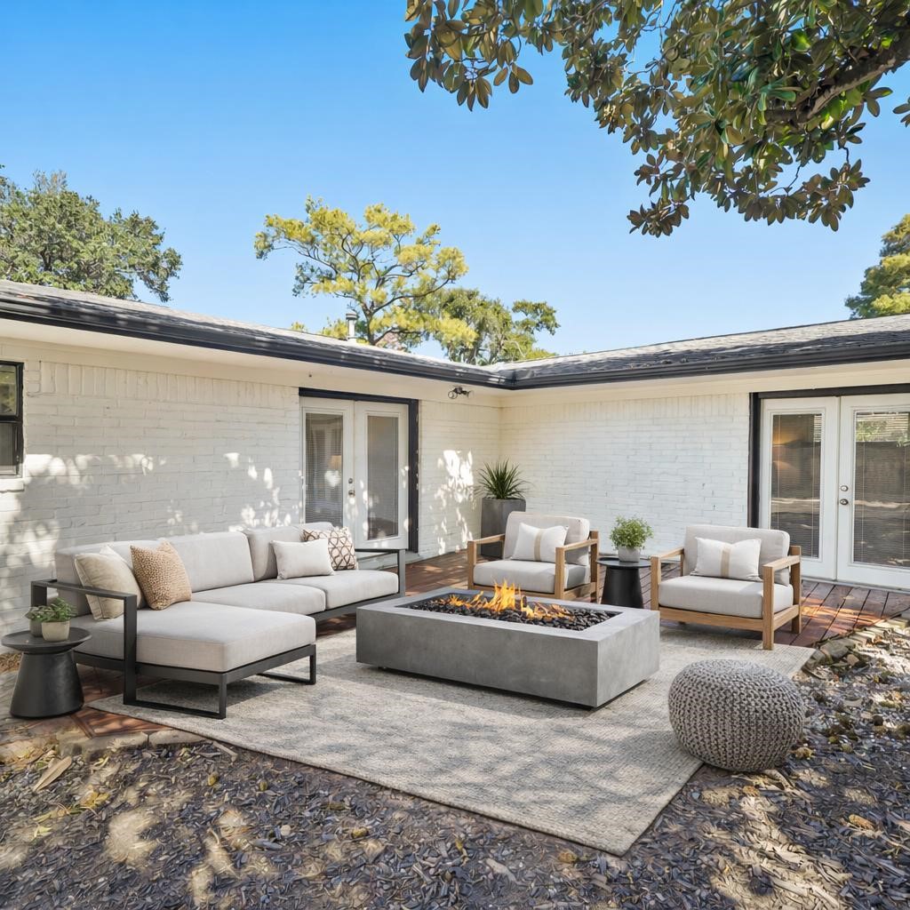 5671 Sylmar Road Houston, TX 77081 - Photo 36 of 50 a outdoor living space with furniture and garden view