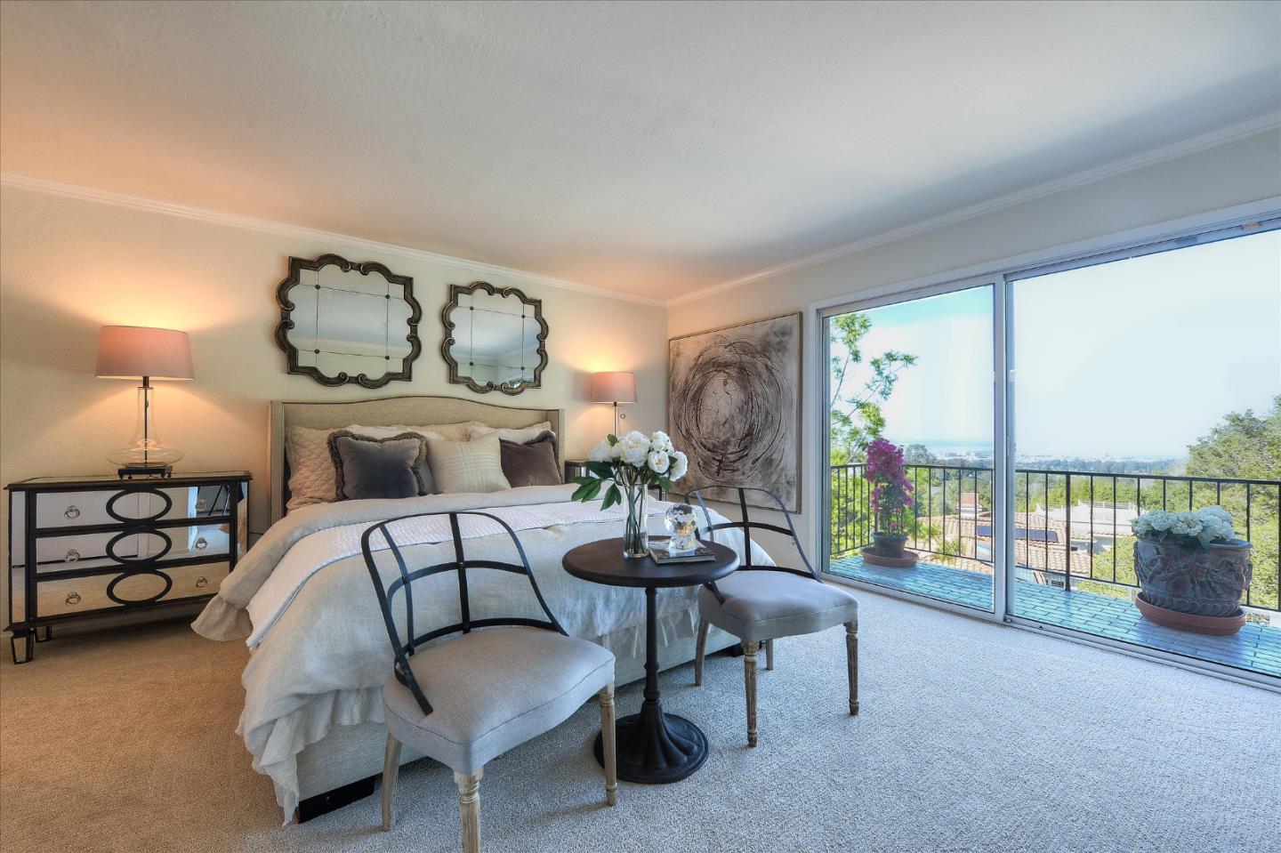 2620 Summit Drive Burlingame, CA 94010 - Photo 32 of 49 a bedroom with a bed and large window