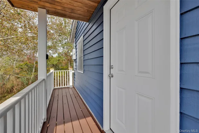 a view of wooden balcony