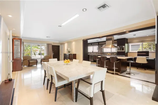 a view of a dining area with furniture