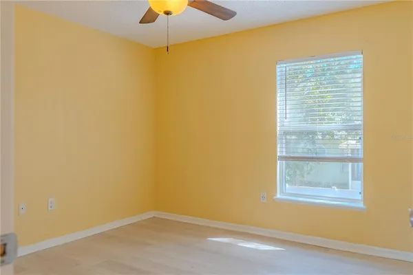 a view of a small space with a window