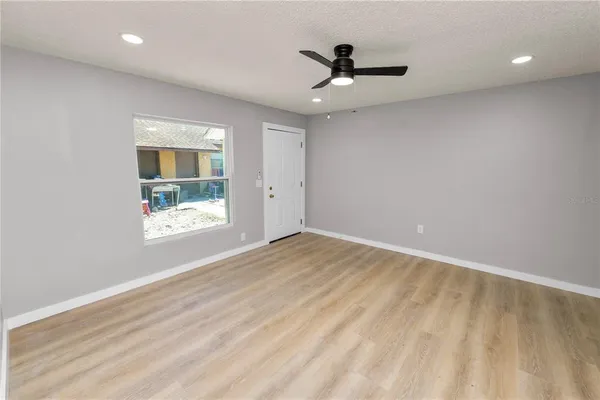 a view of a livingroom with a window