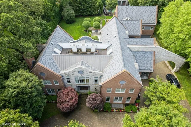 an aerial view of a house