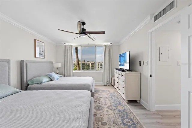 a view of swimming pool from a window