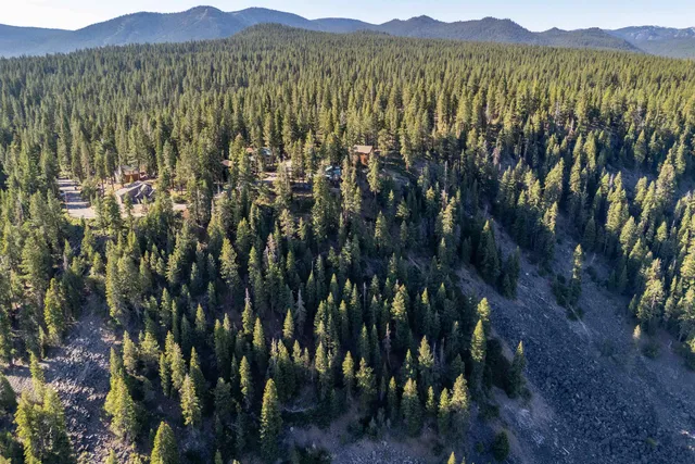 a view of mountain with trees in the background