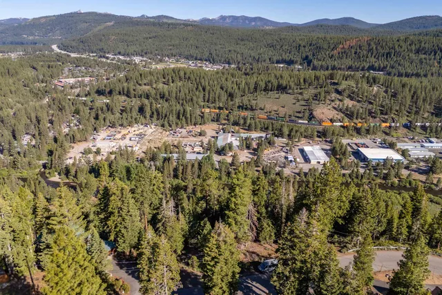 a view of a city with mountain
