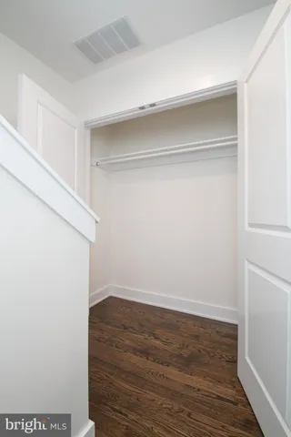 a view of an empty walk in closet