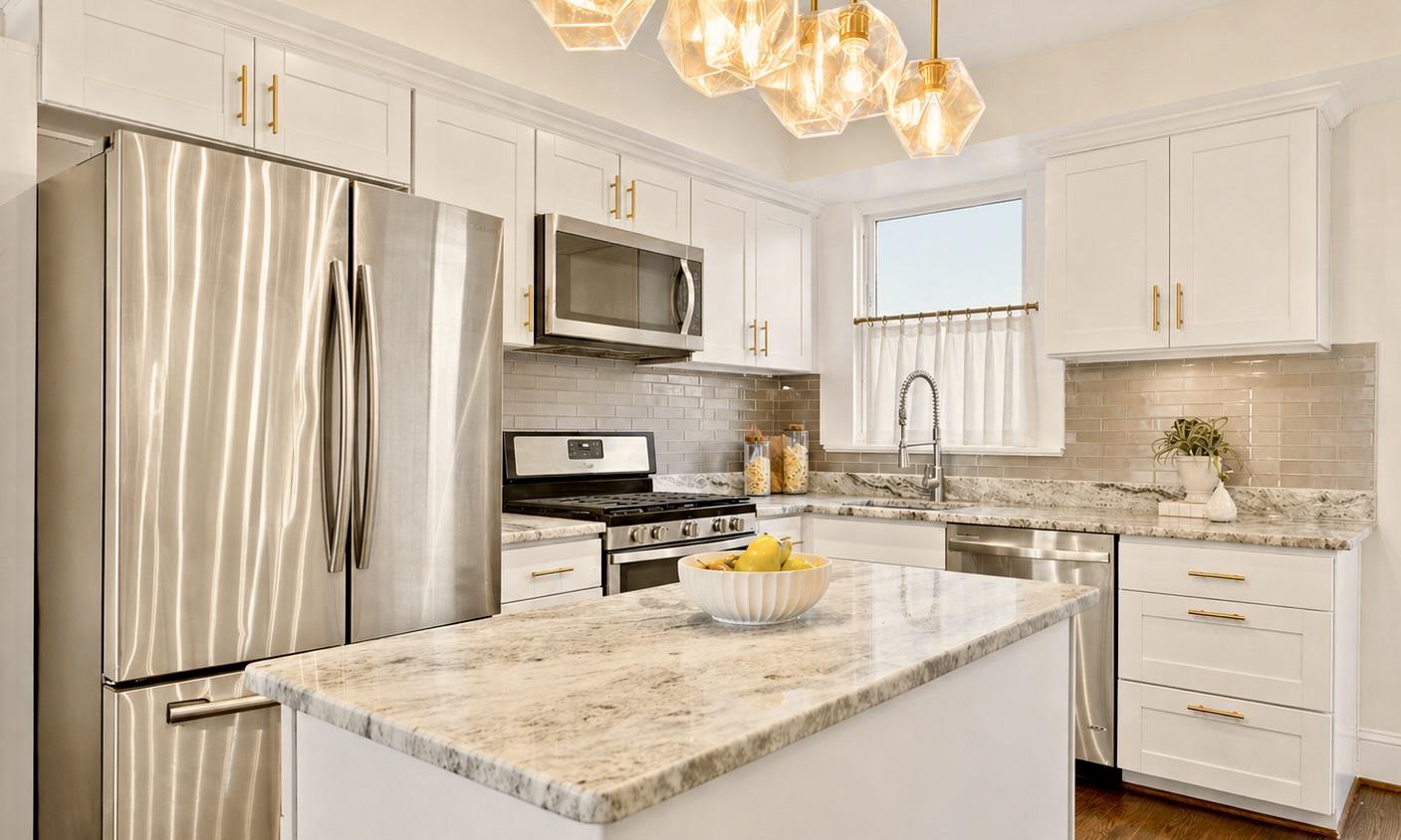 1627 Montello Avenue Northeast Washington, DC 20002 - Photo 6 of 15 a kitchen with stainless steel appliances granite countertop a sink stove and refrigerator