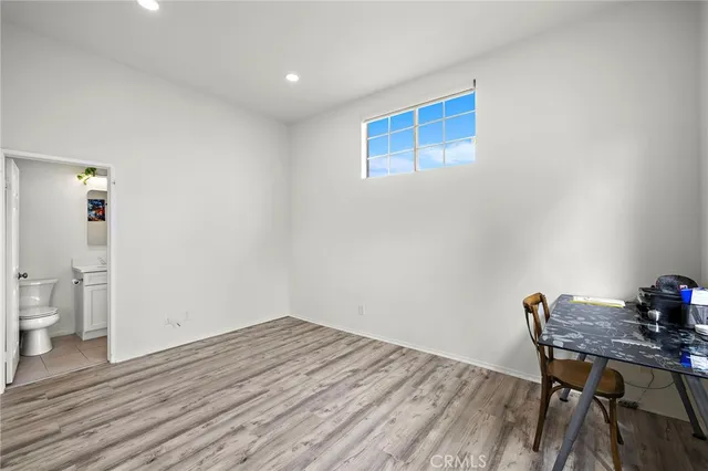 a workspace with wooden floor