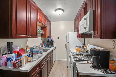a storage room with furniture and a window