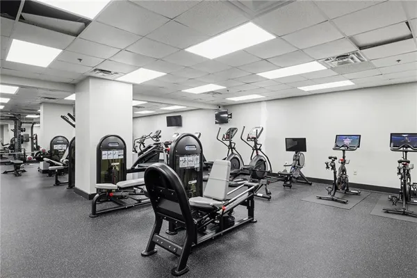 a view of a room with gym equipment
