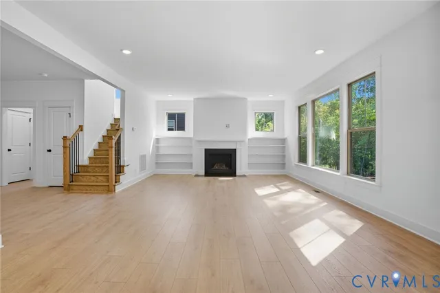 a view of a livingroom with a fireplace