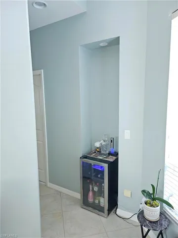 a view of building with furniture