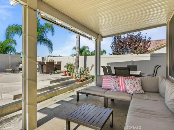 a outdoor living space with furniture