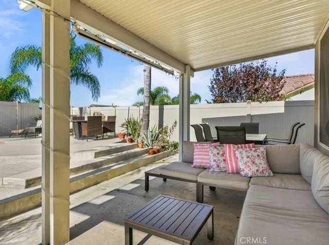 a outdoor living space with furniture