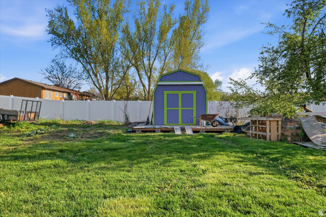 1095 Park Avenue Logan, UT 84321 - Photo 23 of 27 Fenced backyard featuring a storage shed