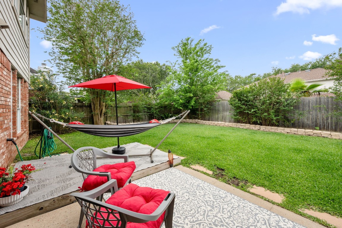 814 Legend Spring Drive Katy, TX 77494 - Photo 25 of 30 The backyard is spacious, quiet, and ready for relaxation this spring! Stone walled flower beds keep the yard feeling neat and tidy, while plants selected for their hearty nature area already starting to show off!