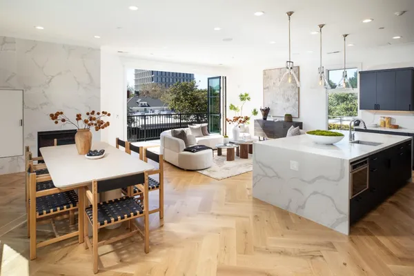 a view of a dining room and livingroom view