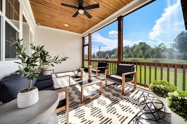 a outdoor space with furniture