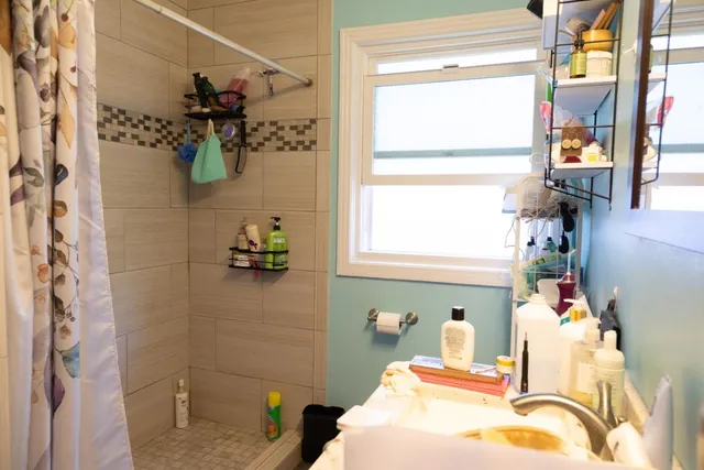 a bathroom with a sink and a tub