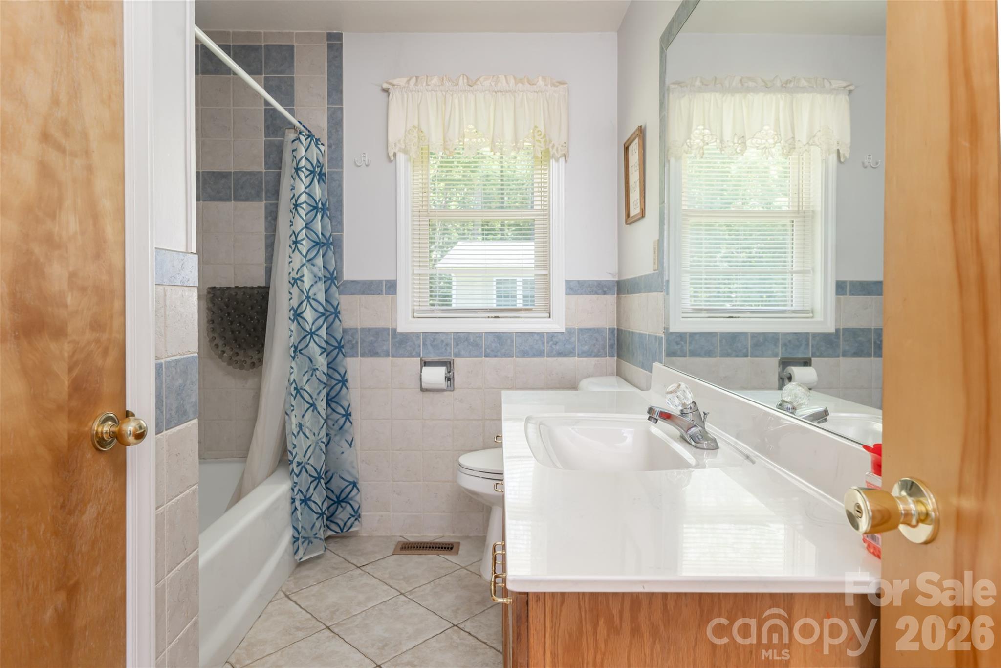 2800 Coxe Road Tryon, NC 28782 - Photo 15 of 40 a bathroom with a sink a mirror and a shower