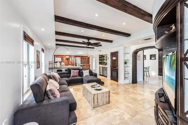 a living room with furniture