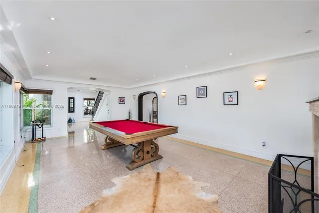 a living room with a rug