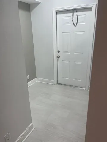 a view of hallway with workspace