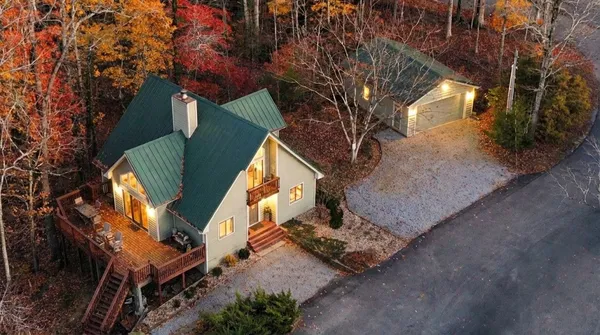 an aerial view of a house