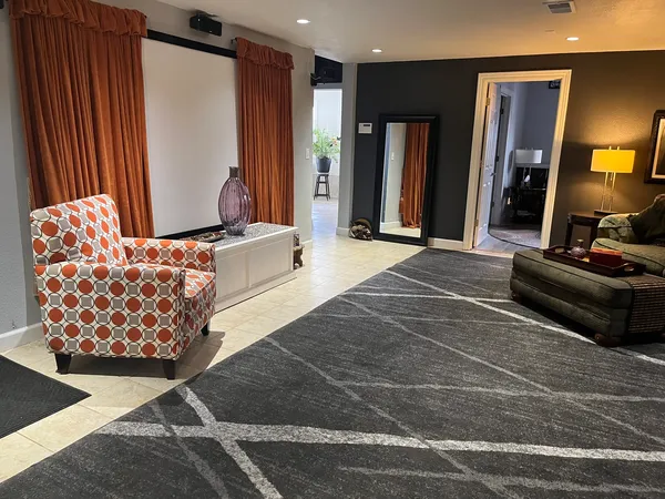 a living room with furniture