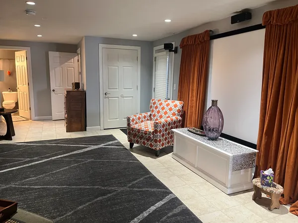 a living room with furniture