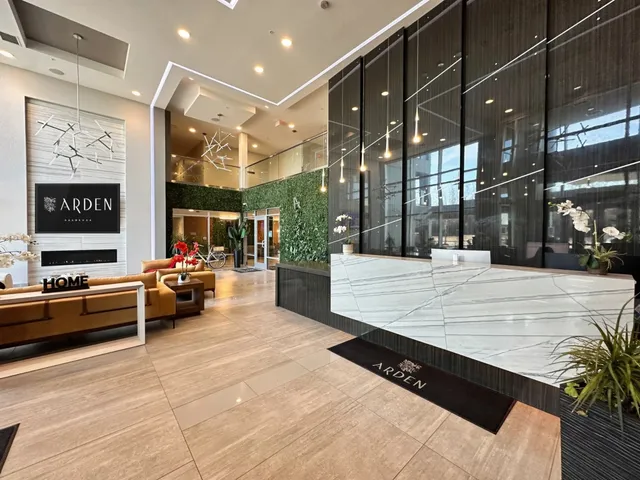 a view of a lobby with furniture