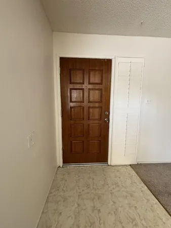 a view of wooden door