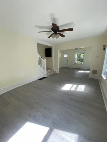 a view of a livingroom with a window