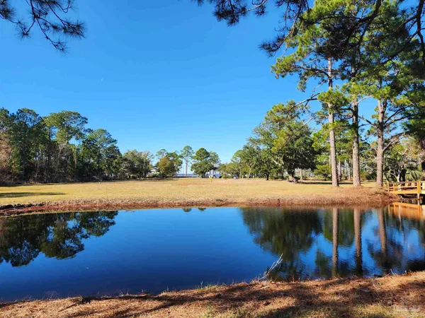 a view of a lake with outdoor space